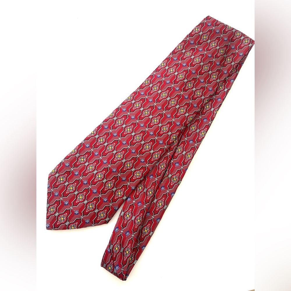 Jos. A. Bank Abstract Burgundy Light Blue Gold ilk Necktie